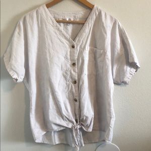 Button down with knot blouse